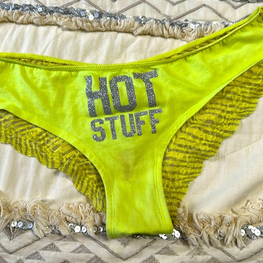VS PINK cheeky lace bikini. Neon yellow. Size L